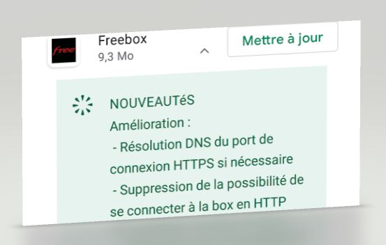 Mise à jour de l'application Freebox sur Android