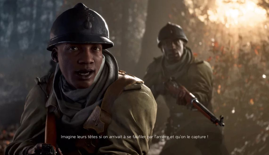 Capture d'écran du récit de guerre "Tirailleur" du jeu Battlefield 5