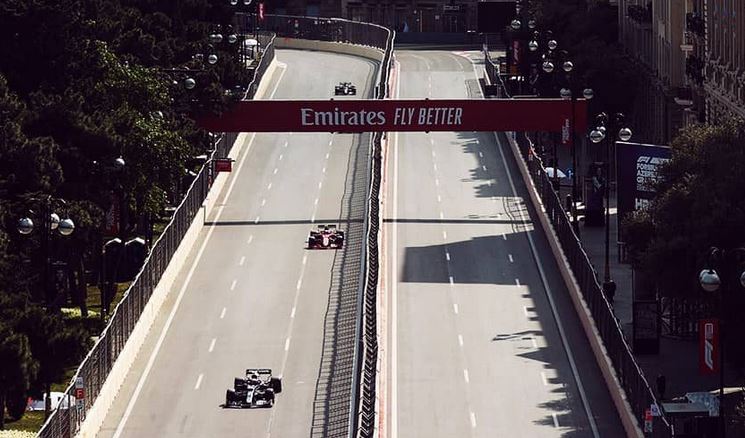Capture d'écran du circuit de Bakou sur le site officiel de la Formule 1