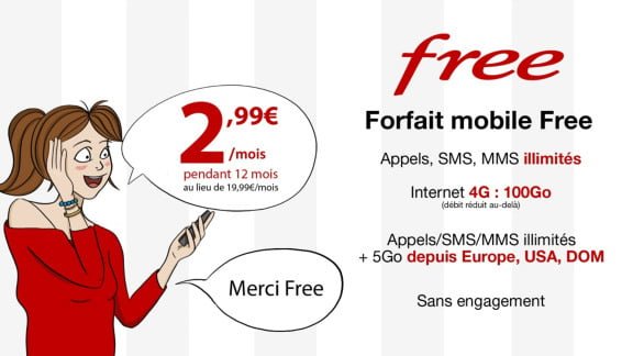 Vente privée forfait Free mobile 100Go