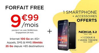 Vente privée Veepee du forfait Free Mobile 100 Go + Smartphone Nokia offert