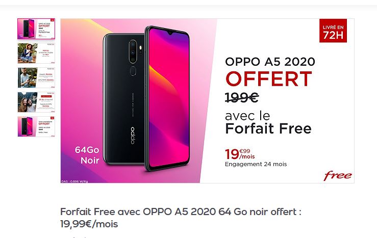Veepee du Forfait Free Mobile avec Oppo offert