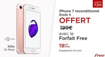 Vente privée (Veepee) du forfait Free Mobile + iPhone 7 Or Rose d’occasion