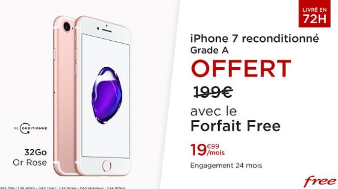 Veepee du Forfait Free Mobile avec iPhone 7 Or Rose offert