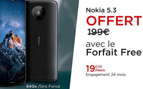 Nokia 5.3 offert avec le forfait Free Mobile