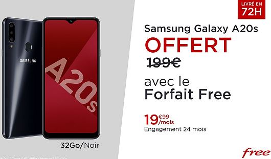 Veepee du Forfait Free Mobile avec Samsung Galaxy A20s offert