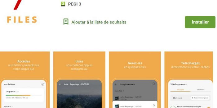 L'application Freebox Files sur le Play Store de Google