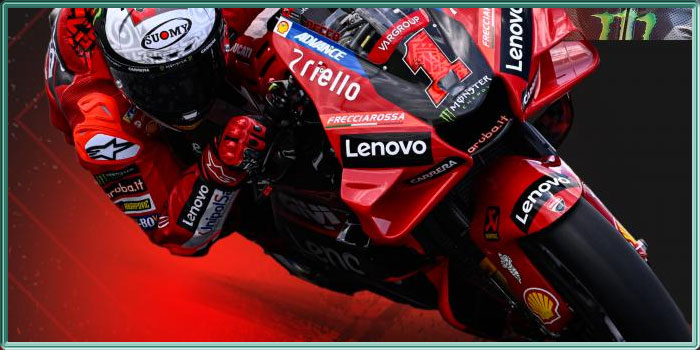 Capture d'écran de Francesco Bagnaia en 2023 sur le site MotoGP officiel