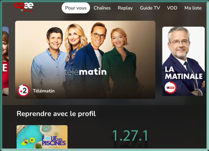 L'application Android TV OQEE by Free en version 1.27.1